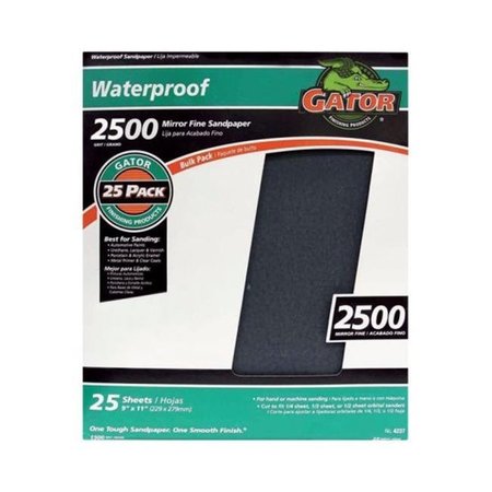 GATOR GRIT Gator Grit 4236 Silicone Carbide Waterproof Sandpaper Sheet  Grit 2500 - 9 x 11 in. - pack of 25 1561455